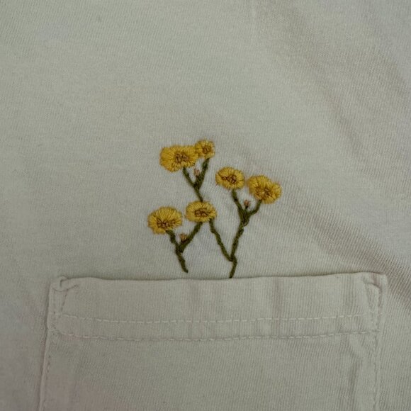 Comfort Colors Yellow Embrodered Pocket Tee - Picture 3 of 4